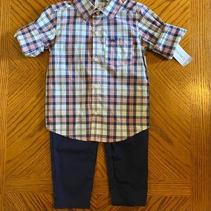 Toddler Boys 2-Piece Plaid Button-Front & Poplin Pant Set 3T  Carters.